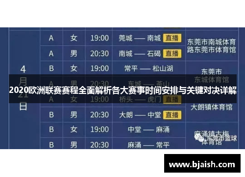 2020欧洲联赛赛程全面解析各大赛事时间安排与关键对决详解