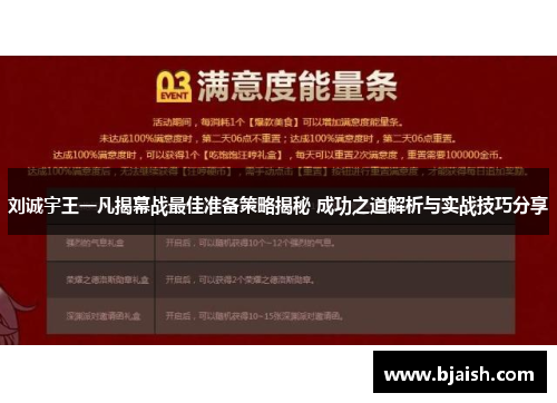 刘诚宇王一凡揭幕战最佳准备策略揭秘 成功之道解析与实战技巧分享
